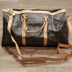 Brown Faux Leather Travel Bag